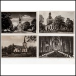 Kyrkor - parti med 4 äldre vykort