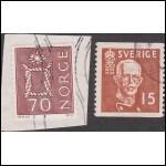 Ett norskt och ett svenskt frimärke