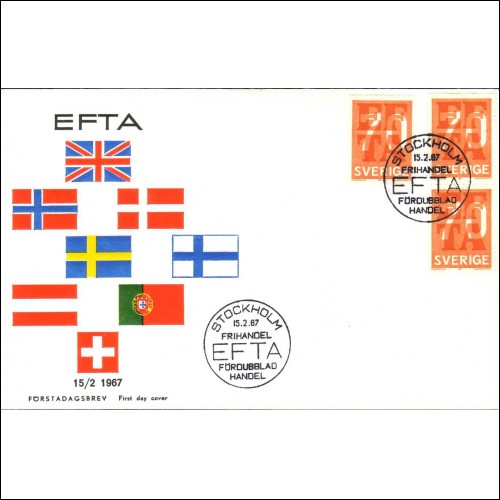 FDC 15/2 1967 EFTA *VINJETT*