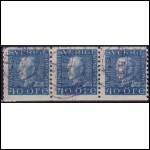 Facit #188 Gustav V profil vänster, 40 öre blå 3-STRIP