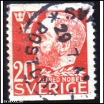 Facit #372A Alfred Nobel, 20öre röd POSTOMB1