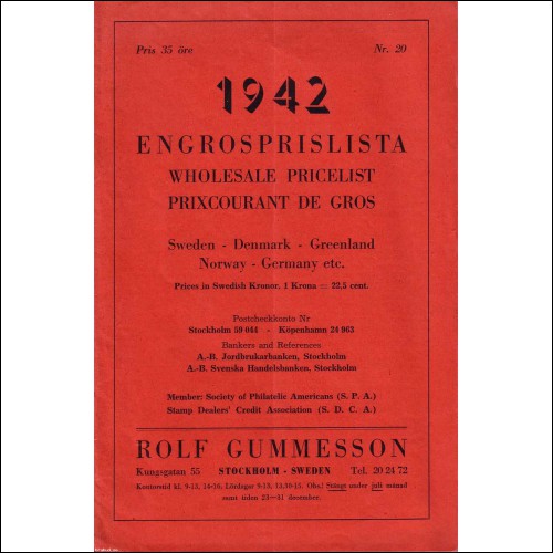 Rolf Gummesson - Engrosprislista 1942 nr. 20