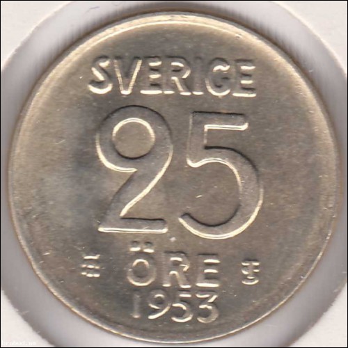 Sverige - 25öre 1953 hög kvalitet