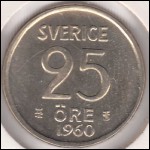 Sverige - 25öre 1960 hög kvalitet