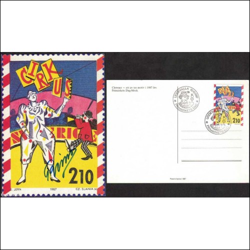 Cirkuskonsten F#1467 UDDEVALLA 10/10 1987 FD på PT-kort SIGNERAD REINO