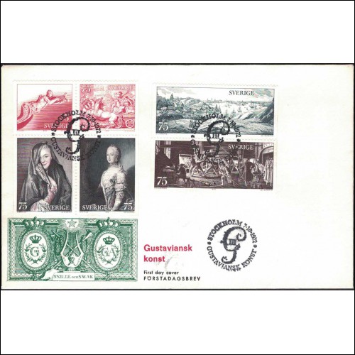 FDC 7/10 1972 Gustaviansk konst *VINJETT*